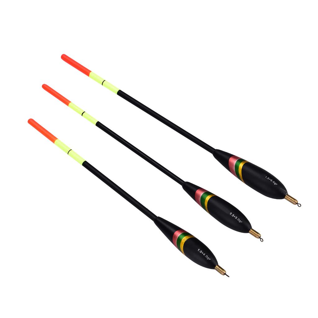 3Pcs 1.5+6g 1.5+5g 1.5+4g Durable Wooden Fishing Floats Set Bobbers Tackle Accessory