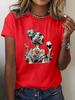 Women's Tops Girls' Wine Glass Graphics Print Summer Short Sleeved T-Shirt Minimalist Solid Color Casual Tees Clothing Female