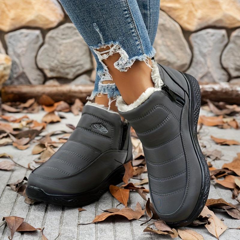 Zapatos de Algodón para Mujer en Invierno Gruesos y Cálidos Botas de Nieve Talla Grande para Mujer con Botines Cortos de Felpa y Cálidos