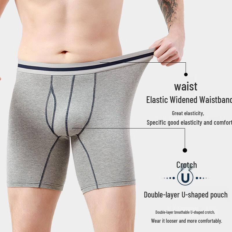 Langsha Men's 3-Pack Cotton Anti-Chafe Boxer Briefs