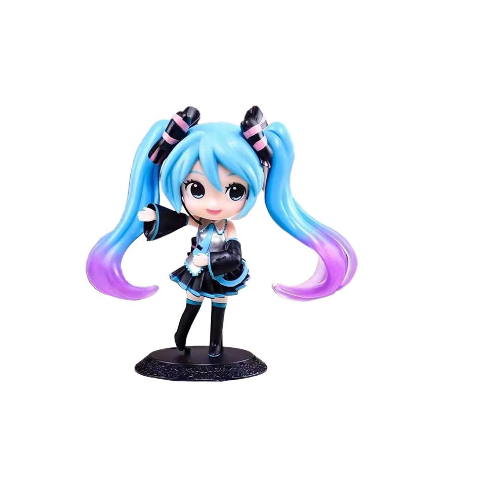 Anime New Hatsune Miku Figure Mini Character Ornaments Kawai Pink Green Hatsune Home desk Decoration Adult Toy kid Birthday Gift