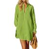 Abito a camicia da donna a vestibilità larga, manica lunga, collo Henley, tunica casual, tessuto leggero e confortevole