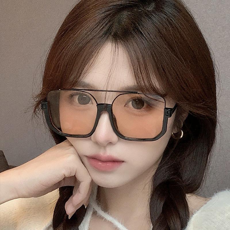 Korean Fashion Women Sunglasses Double Bridge Semi-rimless Sun Glasses Male UV400 Protection Cool Sunglasses