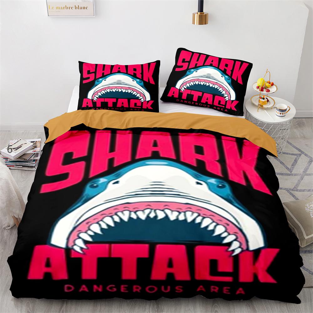 Комплект пододеяльника Акула Мультяшный узор с морскими животными Милый Кавайный — фото 11