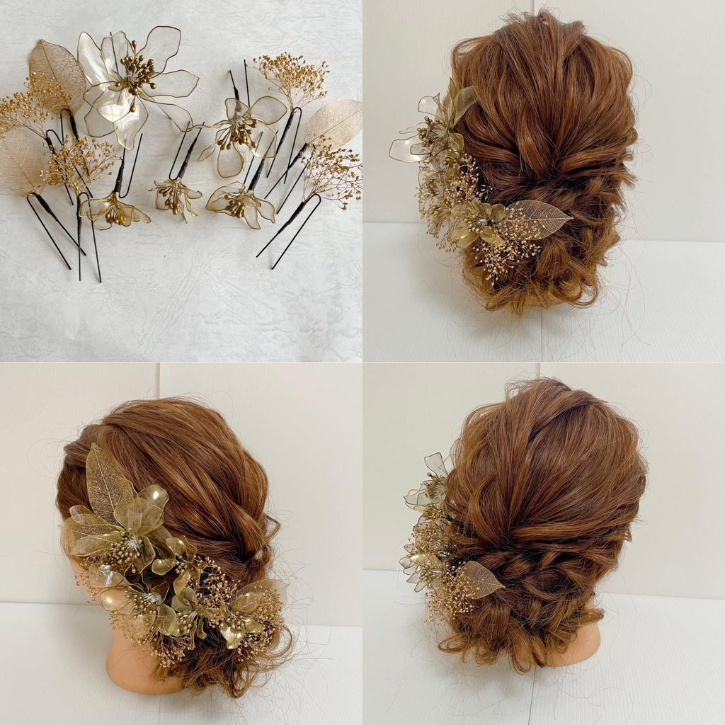 American Flower Gold Japanese Hair Graduation Dried Bridal Headdress, Flower, Clothing, Ornament, Coming-of-age Ceremony, Ceremony, Wedding,