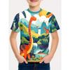 T-shirt da Ragazzo Dinosauro Stampa Cartone Animato Colorata Estiva Manica Corta Top alla Moda Pullover T-shirt Abbigliamento Casual da Esterno per Bambini