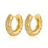 K Real Gold Plated Zircon Inlaid Chic Business Women Ear Hoop Earrings