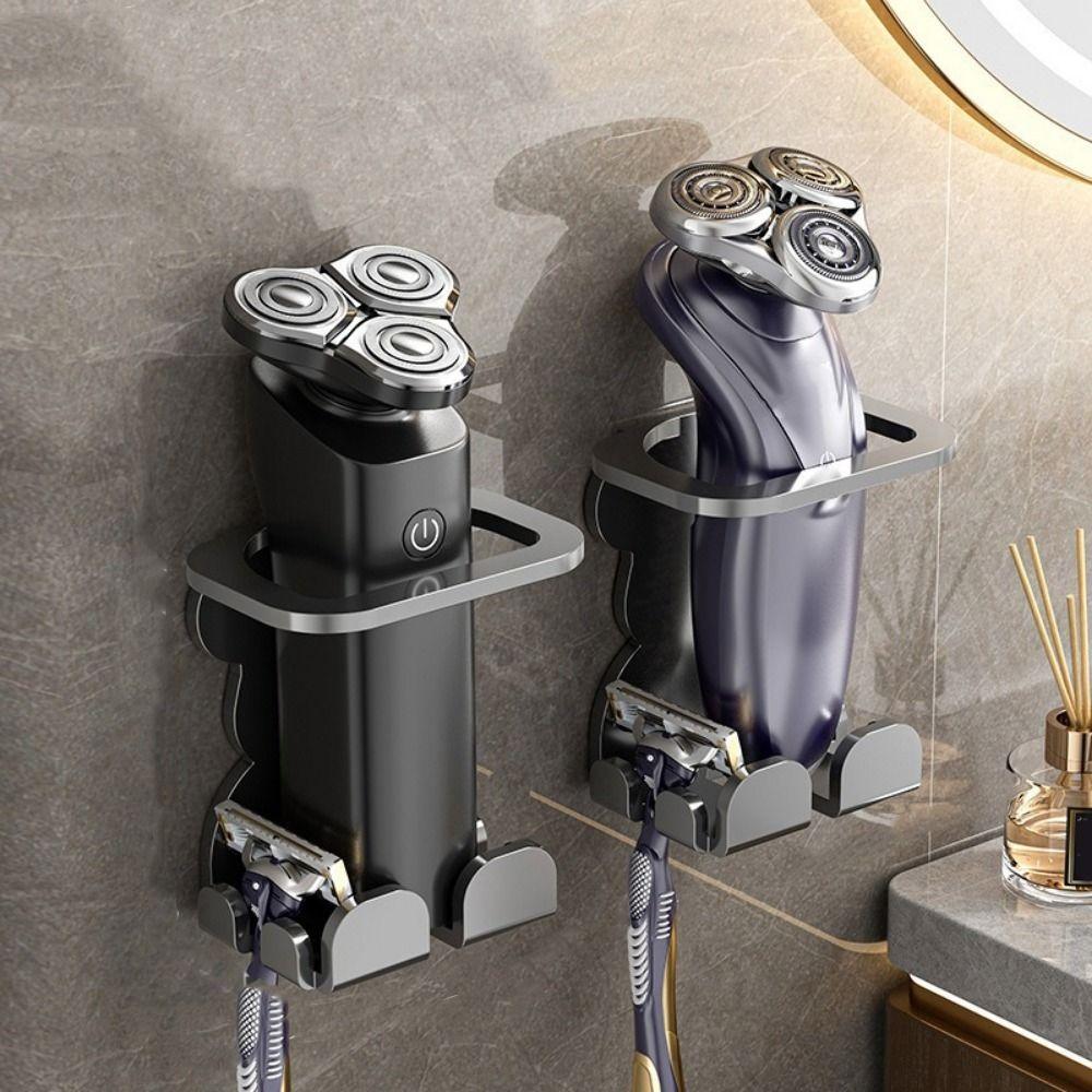 2PCS Punch Free Razor Holder Carbon Steel Electric Toothbrush Holder  for Bathroom