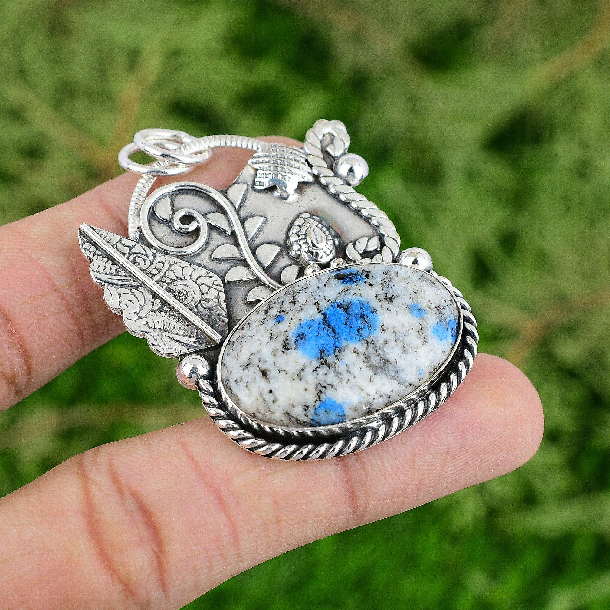 

Thanks Giving Day Sale Oval K2 Jasper Stone Wife Pendant Jewelry Sterling Silver