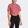 Adidas Studio Tee Quick-Dry Yoga Fitness Short Sleeve T-Shirt Women Tops Rock-Layer-Pink IB8563
