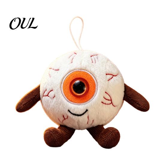 Portable Plush Toy Halloween Eyeball Keychain, Funny Scary Eye Stuffed Pendant Window Hanging Decoration for Backpack, Spooky Mini Doll Bag