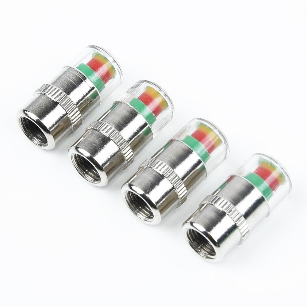 4Pcs/Set Tire Pressure Indicator Valve Stem Cap Covers38-32-36 PSI Sensor Gauge