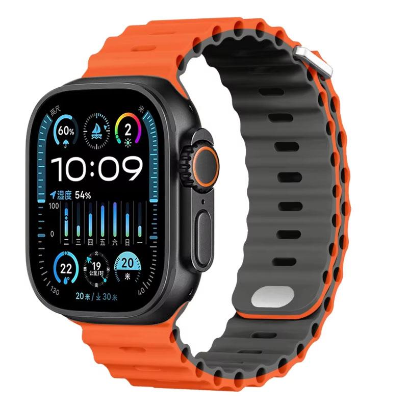 Silicone Ocean Strap For Apple Watch Band Ultra 3/2 49mm 46mm 45mm 42mm 44mm 41mm Sports Bracelet iWatch 11 10 9 8 7 6 5 SE band