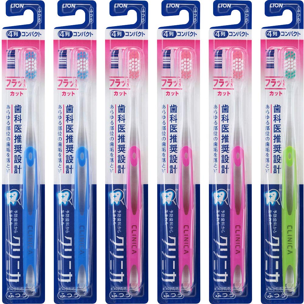 Clinica Toothbrush Flat Cut Medium Set of 6 4-Row Bristles,
