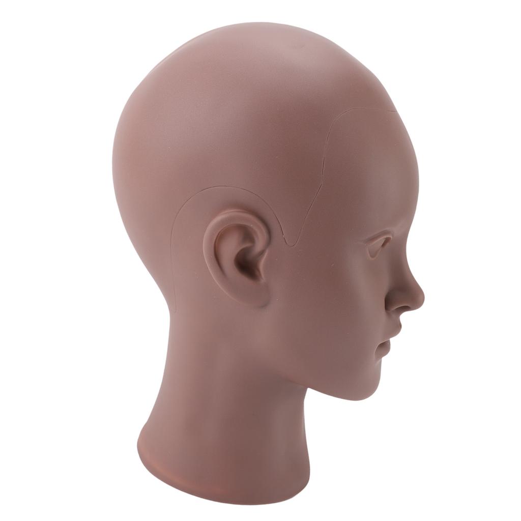Female Bald Head Mannequin PVC Soft Rubber Human Skin Texture Makeup Practice Mannequin Head for Wig Hat Scarf Display