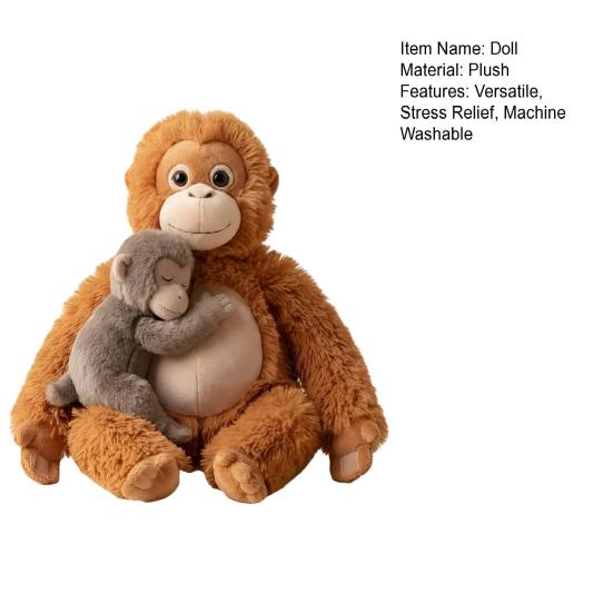 Monkey Plush Doll Soft Stuffed Animal Pillow Emotional Support Monkey Doll for Stress Relief And Comfort Machine Washable Home Decor Gift