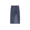 Schicker High-Waist Denim-Midirock mit unregelmäßigem Schlitz - Sommer 2024 Design im Hongkong-Stil für Damen