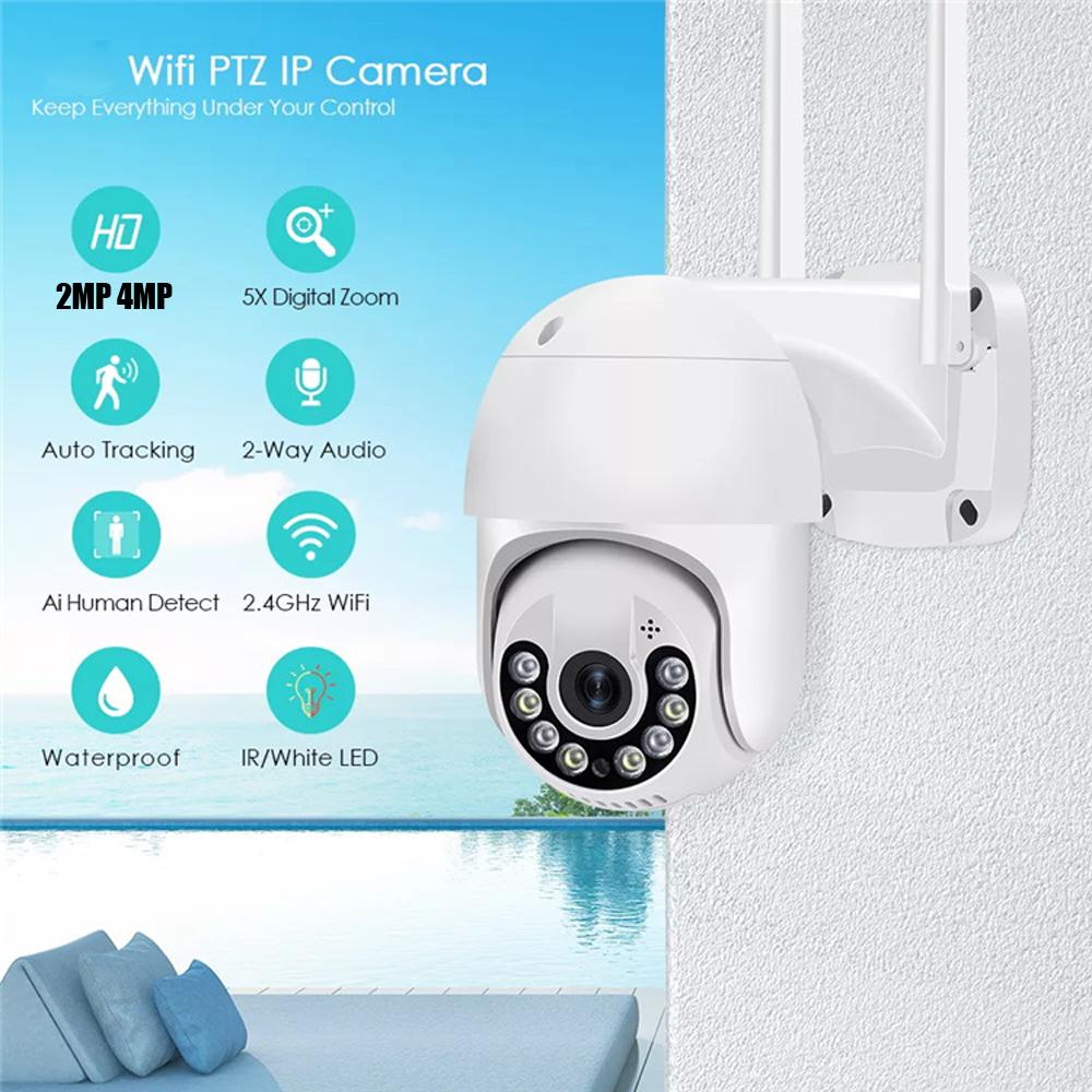 2MP/4MP PTZ WIFI IP Camera Audio CCTV Surveillance Outdoor 5X Digital Zoom Night Full Color Wireless Waterproof Security