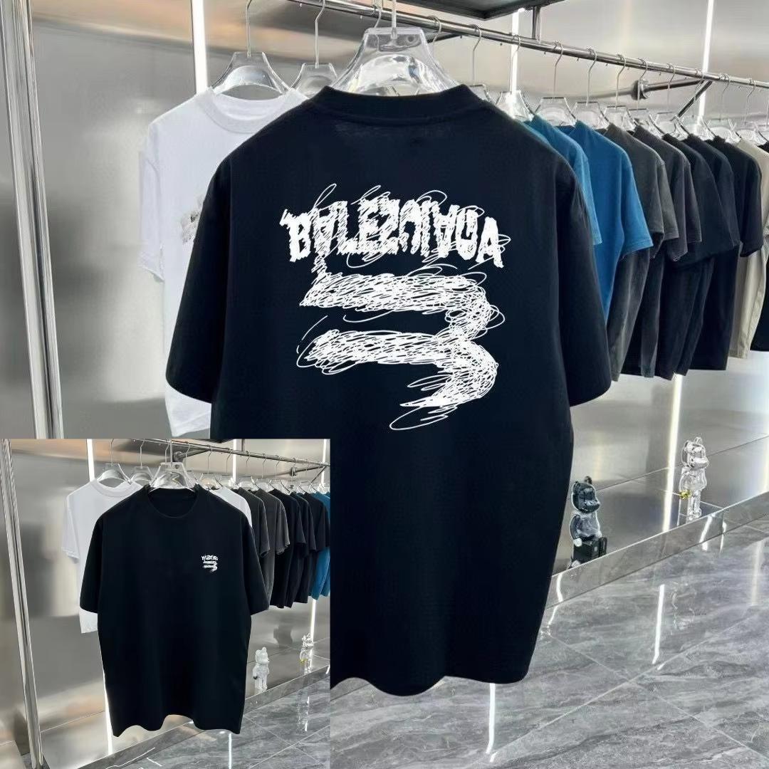 

Summer New Handpainted Letter Printing Shortsleeved Mens Fashion Brand Halfsleeved Mens And Womens Loose Casual Tshirt 4XL