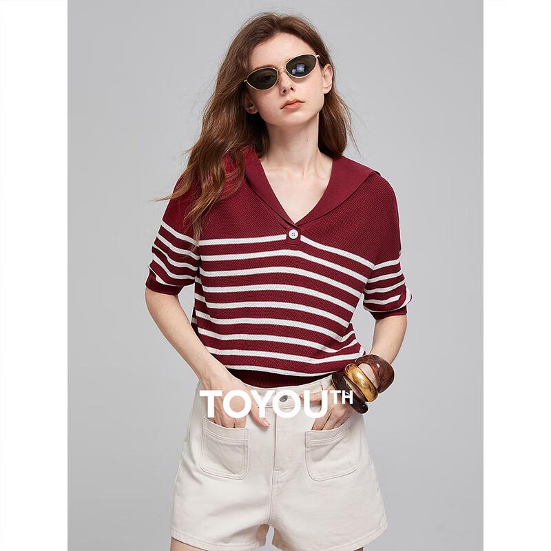 

Women s Striped Sailor Collar Knit Top L