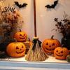 Interactive Halloween Window Display Electric Broom Toy, with Touch Activated Swinging Prop, Retro Realistic Silk Witch Straw Broom, for Party