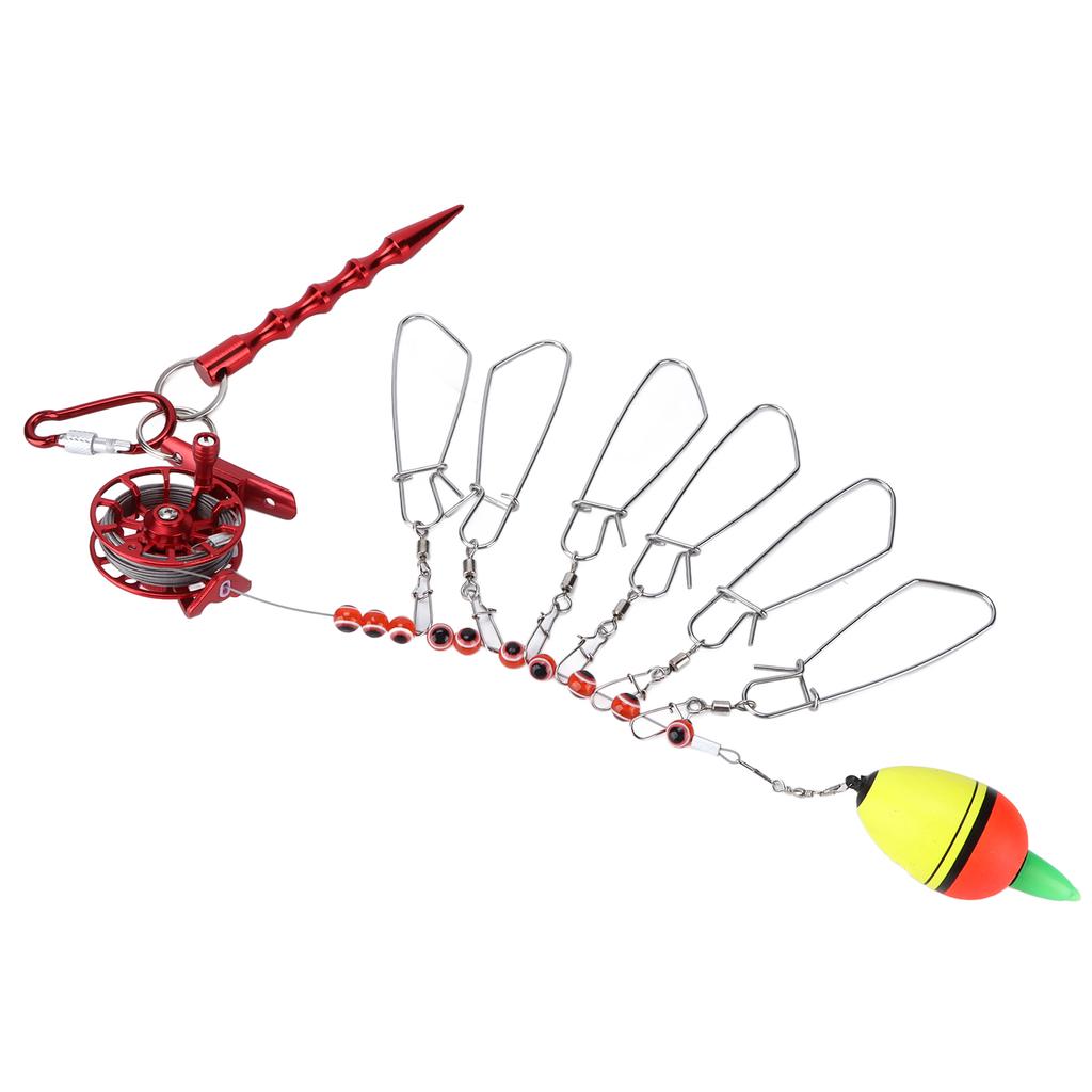 Fishing Lock Buckle with Reel Stainless Steel Live Fish Locks Belt Floats Fishing StringerRed