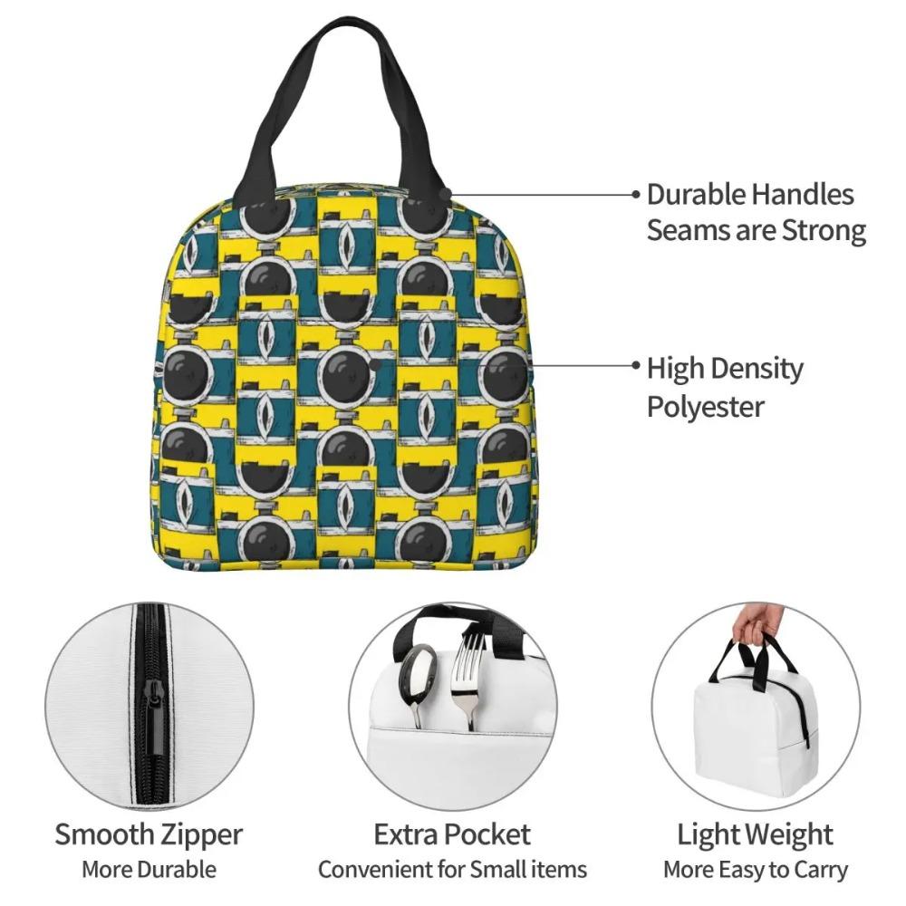 Retro Classic Blue Green Camera Insulated Lunch Bag for Kids School Cooler Thermal Food Box Tote Portable Lunch Boxes Container