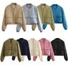 2026 Spring Women's Stand Collar Jacket with Large Pockets, Minimalist Solid Color Casual Coat for Daily Streetwear, Lightweight Outerwear