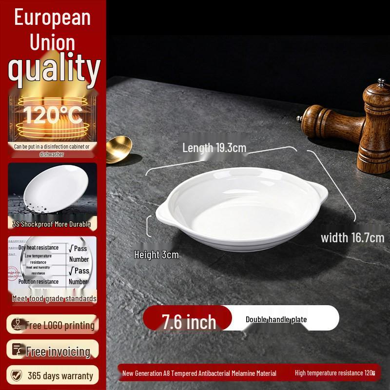 White Melamine Imitation Porcelain Plates: Commercial Round Flat Resin Tableware for Restaurants, Shallow Cold Dish or Rice Bowl Plates.
