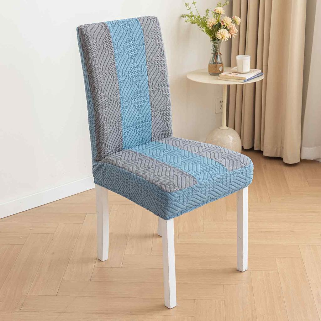 1PC Willow Jacquard Chair Cover Color Blocking Chair Seat Slipcover Spandex Chair Protector Kitchen Dining Room Home Decor