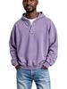 2025 European & American Men's Solid Color Hooded Sweatshirt - Three-Button, Loose Fit, Long Sleeve Jacket for Spring & Autumn