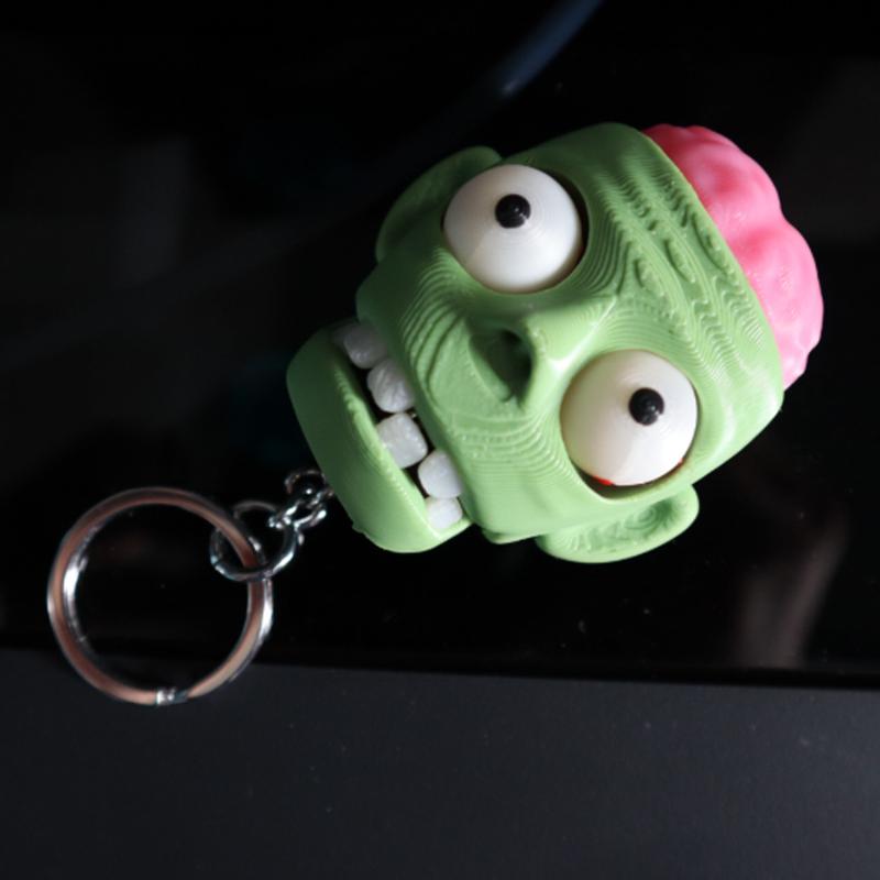 Fun 3D Printed Skull Brain Clicker Keychain Skull Button Fidget Clicker Mechanical Keyboard Bag Pendant Stress Relief Toy