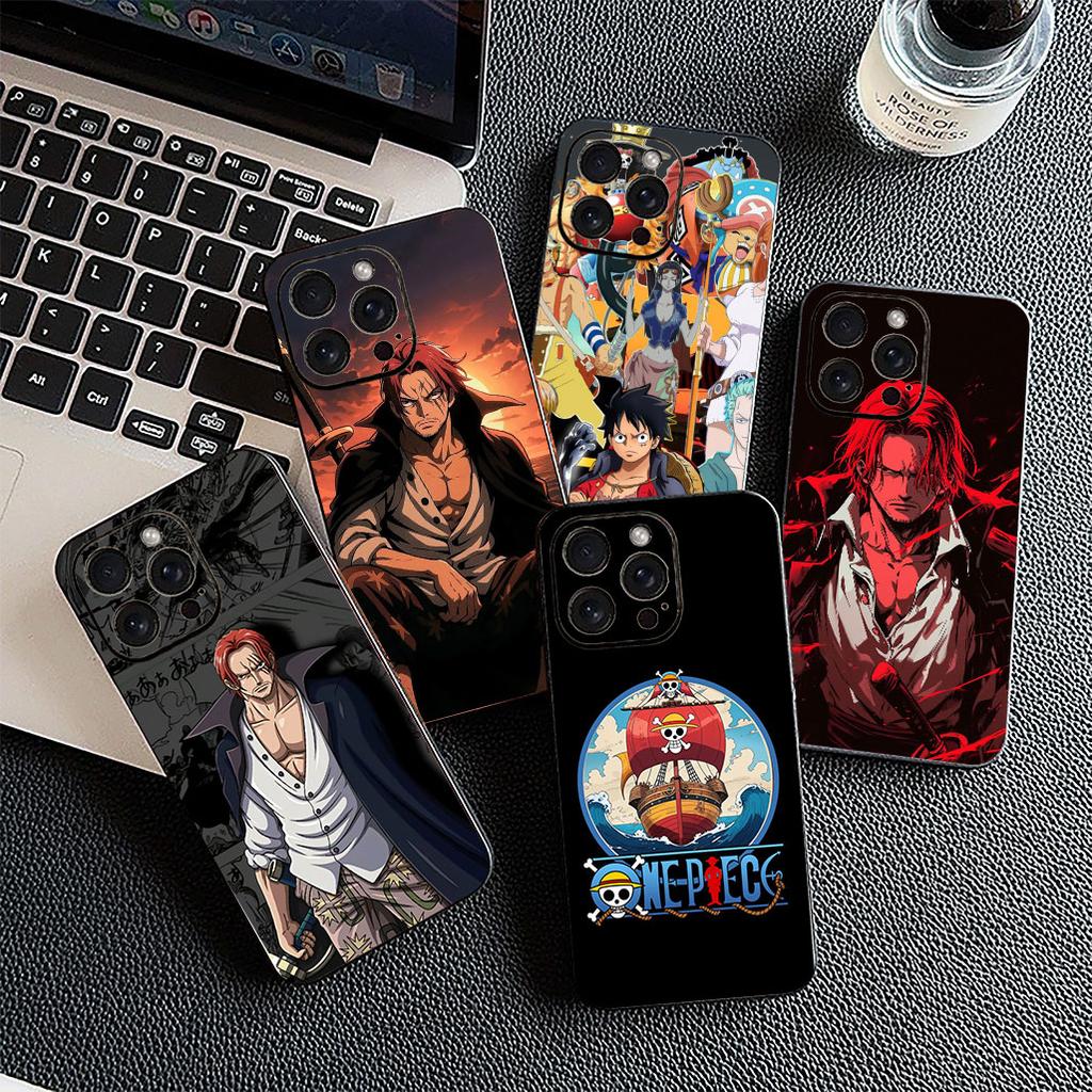 For Apple iPhone 16 14 15 Plus 11 Pro Max 16E ProMax + 16Plus 15+ 14+ Phone Cover Soft Case Shanks Red Hair One Pieces Luffy