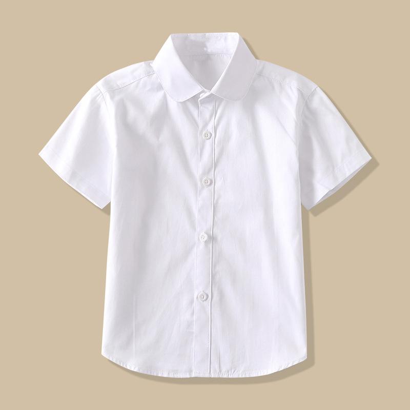 Kinder Kurzarm Weißes Baumwollhemd - Sommer Schuluniform für Jungen und Mädchen