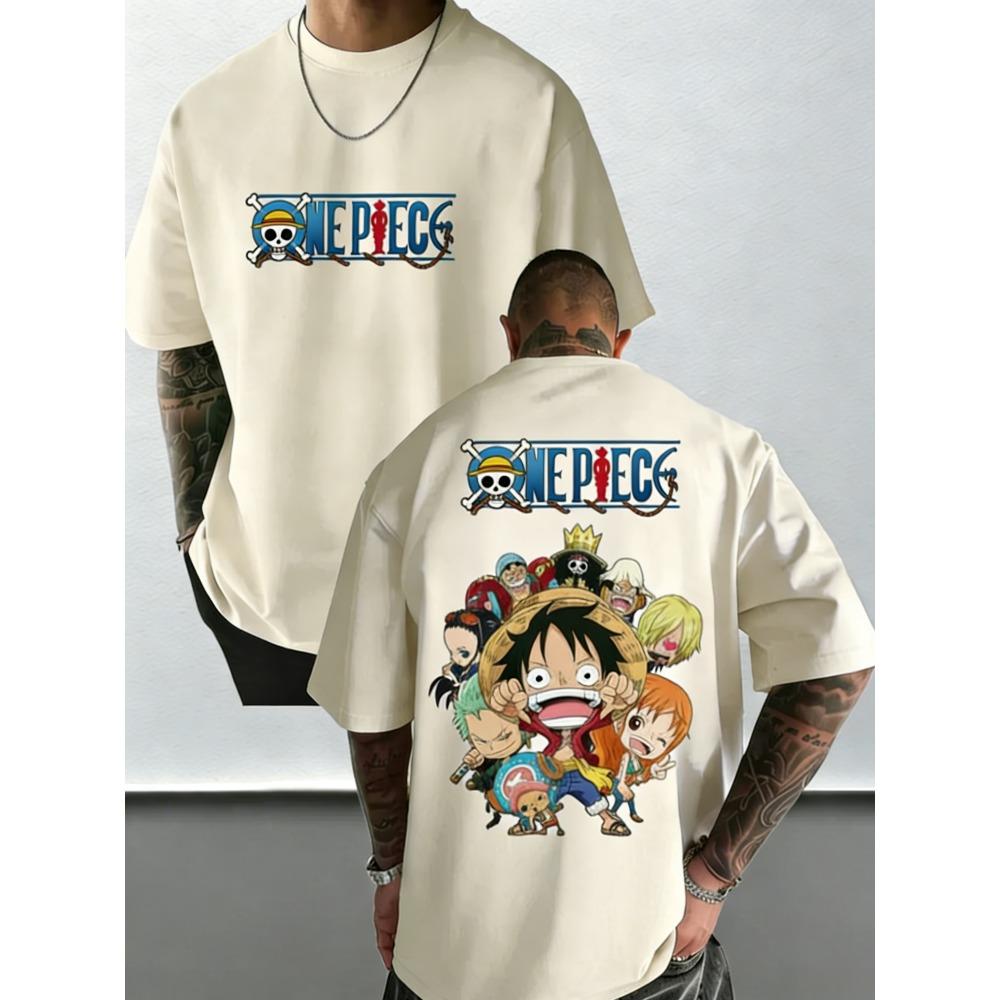 Plus Size One Piece Summer Anime Printed Men and Women Tshirt Casual Parent Child Top Fashion Harajuku Style Street Wear Y2K