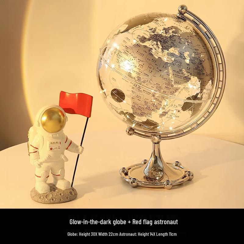 Astronaut Boy Globe Ornament: Luxurious Birthday Gift & Decorative Piece for Living Room or Wine Cabinet.