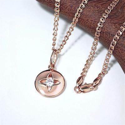 Ciondolo rotondo a quadrifoglio cavo Collana color oro rosa Gioielli da donna che conservano il colore Regalo
