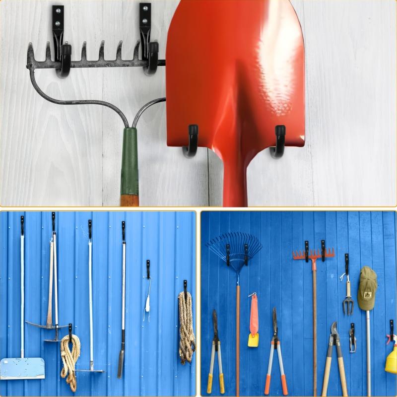 6/12pcs Heavy-Duty Metal Garage Hooks Wall-Mounted Bike and Garden Tool Hanging Storage Hooks Polished Carbon Steel Easy Install