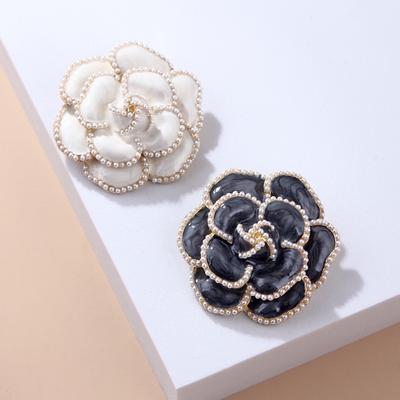 Camellia Brooch Women'S High-End Luxury Pearl Flower Brooch Women'S Coat Pin Accessories