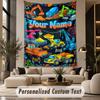 Construction Vehicles (14) Theme Custom Tapestry Personalized Custom Name Text Wall Hanging Tapestry Home Decor Background Cloth