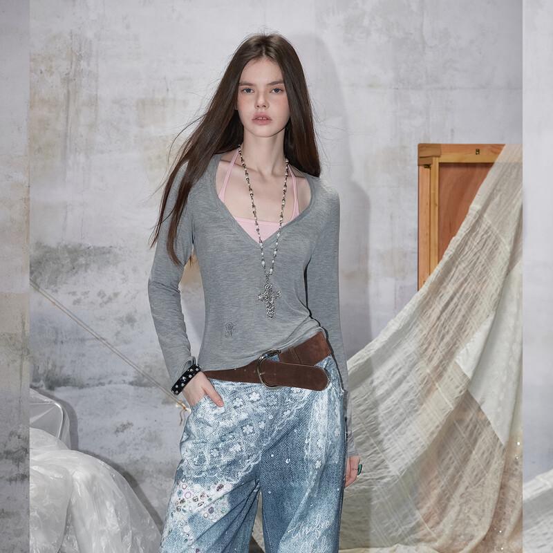 unifree Spring 2026 Plus Size Korean Style Color Block Loose Knit Set