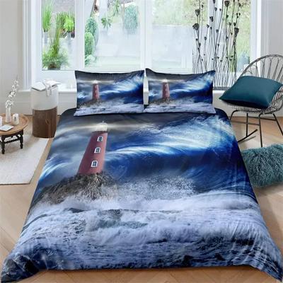 3D Printed Lighthouse Bedding Set,Duvet Cover Comforter Bed Set Quilt Cover Pillowcase,King Queen Twin Size Boys Girls Adults