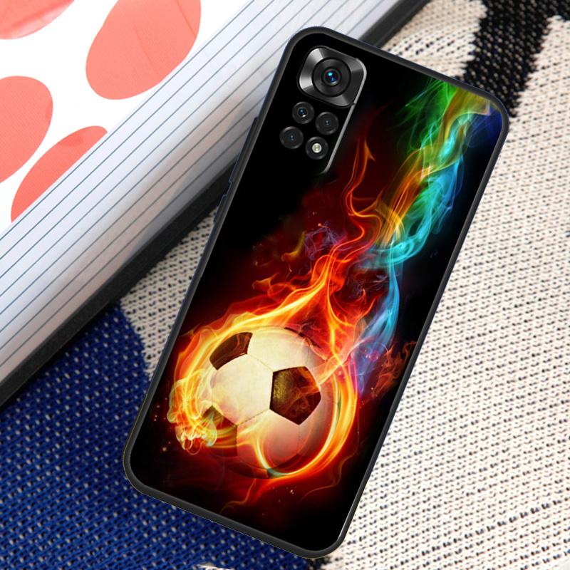 

Fire Football Ball Soccer Case For Xiaomi Redmi Note 14 13 12 11 Pro 11S 12S Redmi 10 13 15 13C 15C 10C 12C 14C Funda Redmi 15C 4G