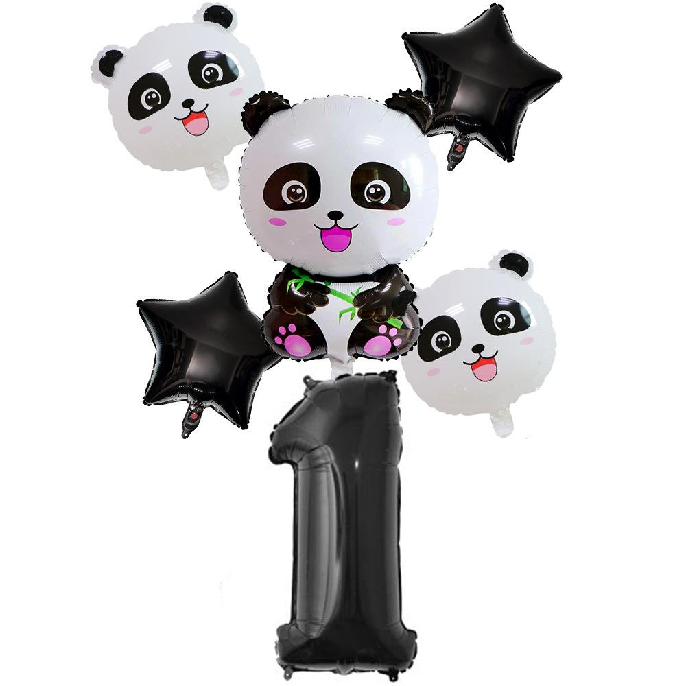 Xiaohongshu Panda Balloon Cute Panda 1-10 Birthday Party Decoration Arrangement Aluminum Film Balloon
