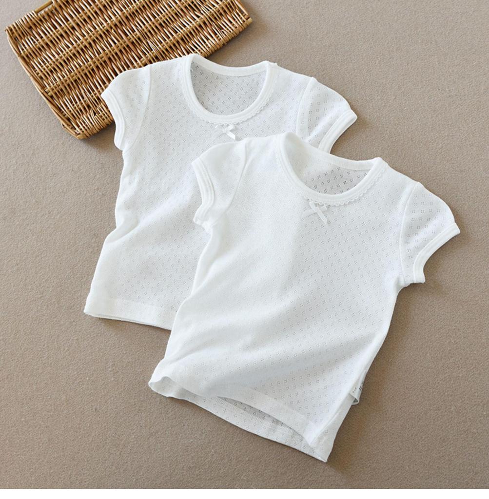 Children's Cotton Vest - Seamless Mesh Top, Solid Color, Round Neck, Loose Fit T-shirt for Boys and Girls