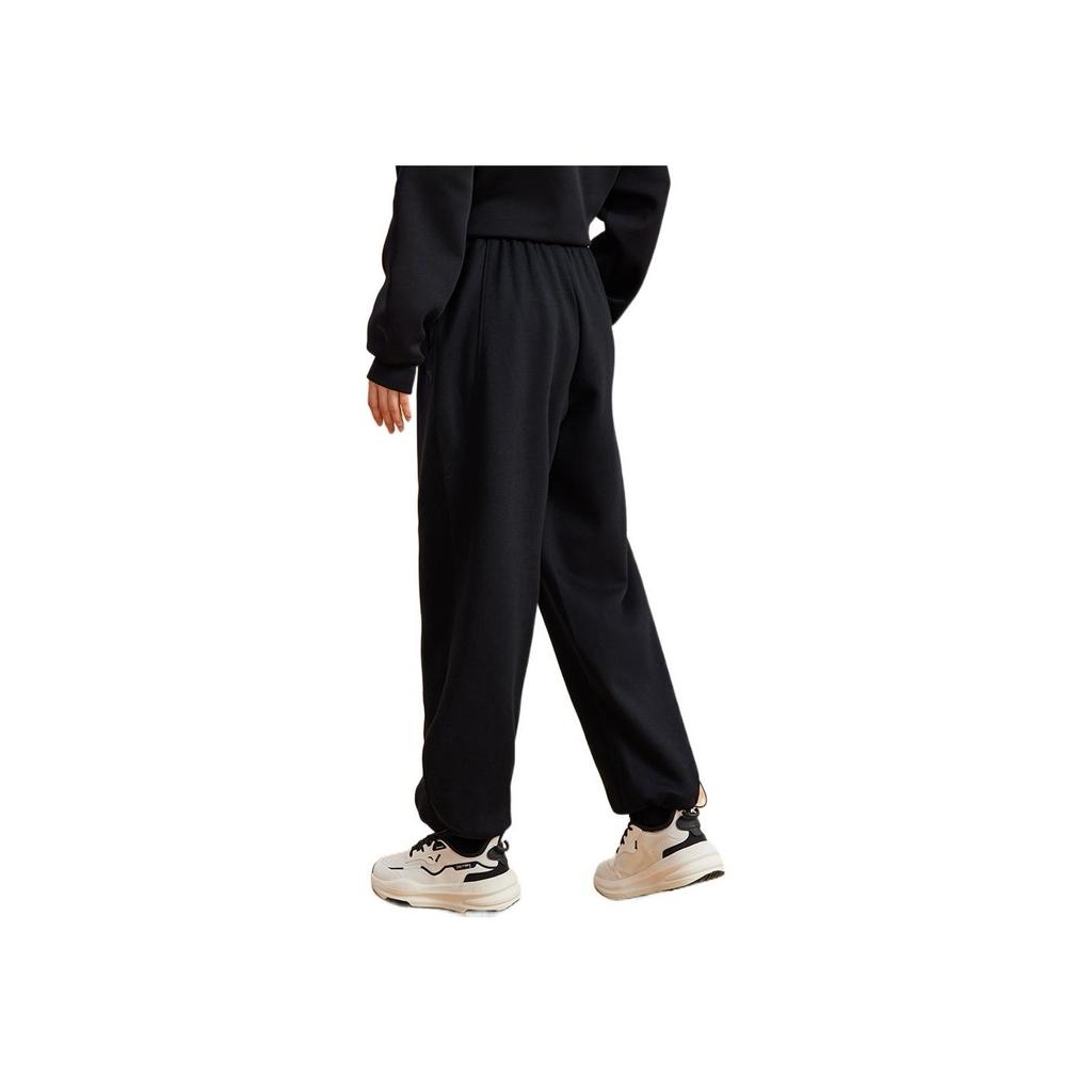 Anta Logo Print Pattern Elastic Waist Straight Leg Sports Pants Women pants Black 162237320-2