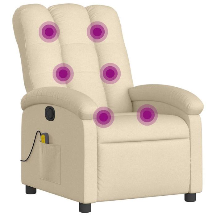 VidaXL Fauteuil de massage inclinable Crème Tissu 371748