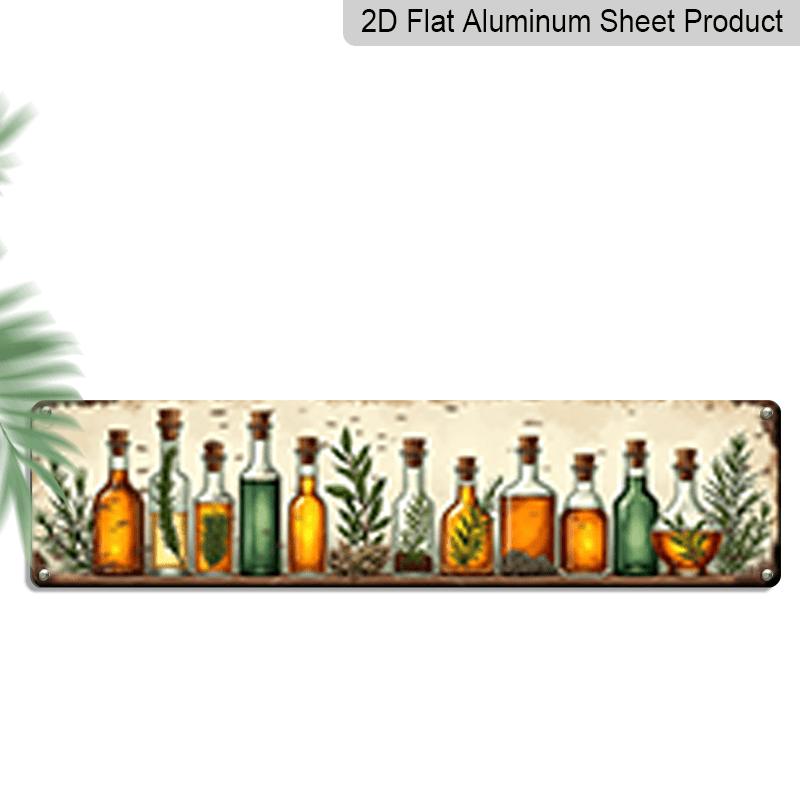 

Featuring Rustic Herb Bottle Artwork - Aluminum Decorative Sign. This Vintage Apothecary Sign Is Perfect for Kitchen and Farmhouse Decor, Showcasing 40cm x 10cm