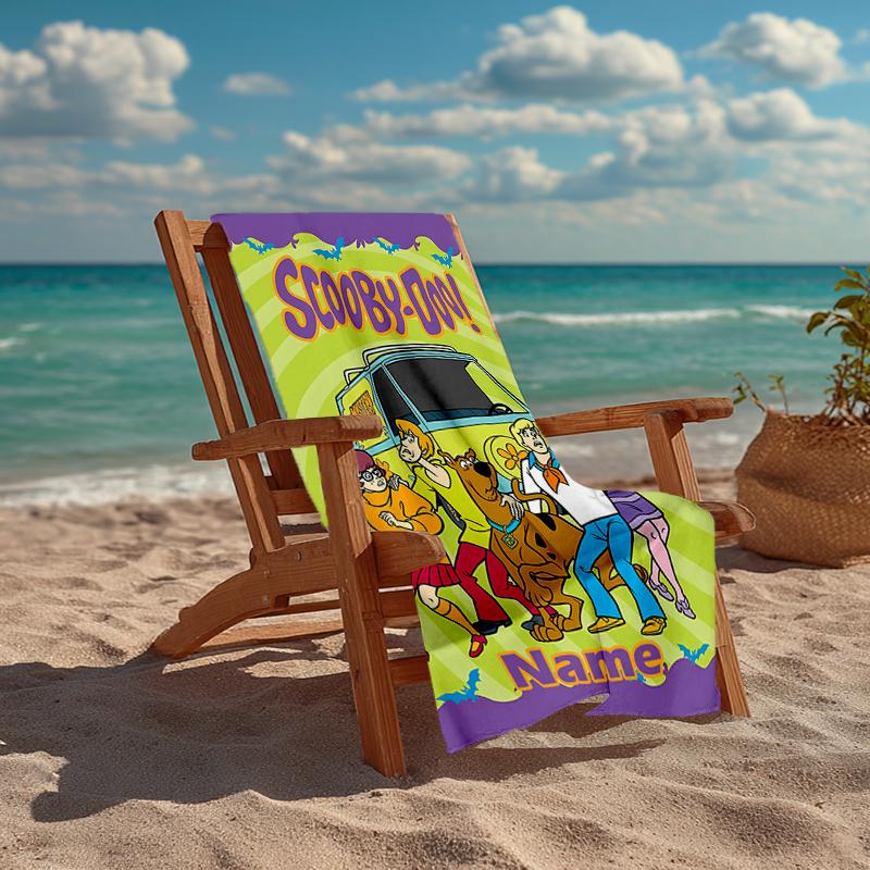 Custom Name Ultra-Soft Beach Towel with Scooby-Doo Theme,Ideal for Pool - Camping, Diving - Perfect Travel Essential, Vibrant Beach Towel.