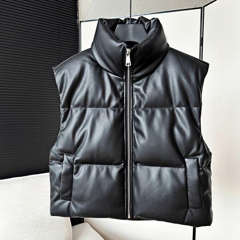 Damska luźna bawełniana kamizelka - jesień/zima, koreański styl, casualowa, bez rękawów kurtka